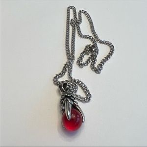 Stainless steel gothic red crystal claws necklace for men